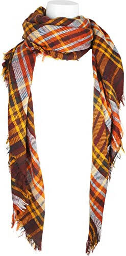 VIVIAN & VINCENT Women's Fall Winter Scarf Classic Tassel Plaid Tartan Warm Soft Chunky Large Blanket Wrap Shawl Scarves - 3