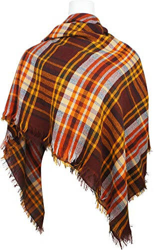 VIVIAN & VINCENT Women's Fall Winter Scarf Classic Tassel Plaid Tartan Warm Soft Chunky Large Blanket Wrap Shawl Scarves - 4