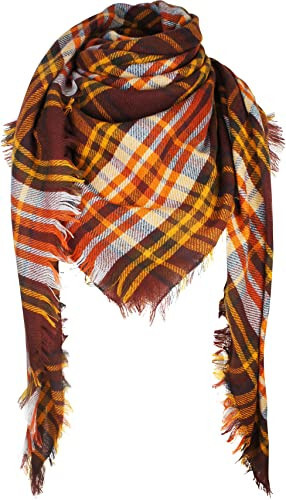 VIVIAN & VINCENT Women's Fall Winter Scarf Classic Tassel Plaid Tartan Warm Soft Chunky Large Blanket Wrap Shawl Scarves - 6