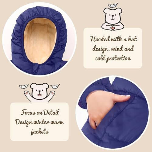 Vmterliya Winter Coats for Toddler Kids Infants Baby Boys Girls Light Puffer Warm Thick Hooded Down Jacket for 2-7 Years - 5