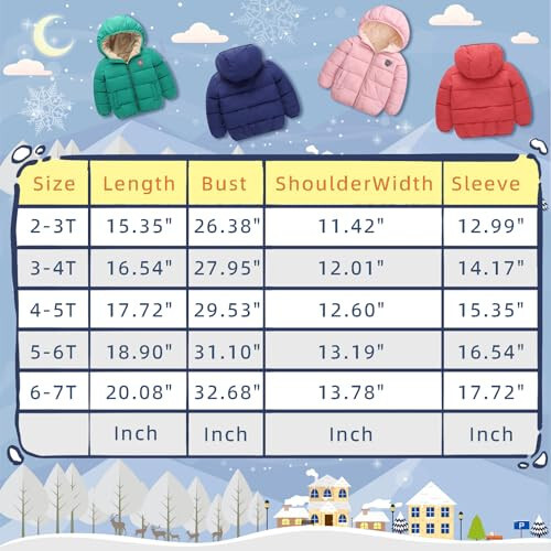 Vmterliya Winter Coats for Toddler Kids Infants Baby Boys Girls Light Puffer Warm Thick Hooded Down Jacket for 2-7 Years - 6