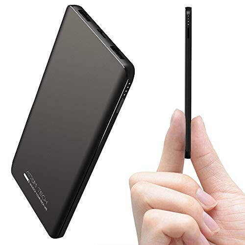 Внешний аккумулятор Attom Tech Triple USB Outputs Super Slim Power Bank Ultra Thin, 5000mAh Mini Portable Charger, с двумя USB выходами, в тонком корпусе, маленький размер, аварийное питание для телефона - 1