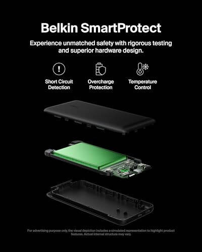 Внешний аккумулятор Belkin Power Bank, BoostCharge Plus 10000 мАч с интегрированным кабелем Lightning и USB-C - зарядное устройство для iPhone - аккумуляторный блок для iPhone 15 Pro Max, iPhone 15, iPhone 14, iPhone 13 - черный - 6