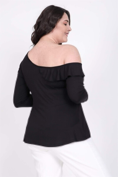 Volanlı Tek Kol Düşük Peplum Bluz - 6