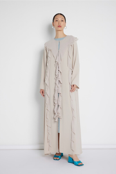 Volant Stripe Abaya Nude - 1