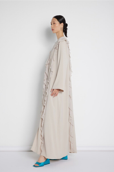 Volant Stripe Abaya Nude - 2