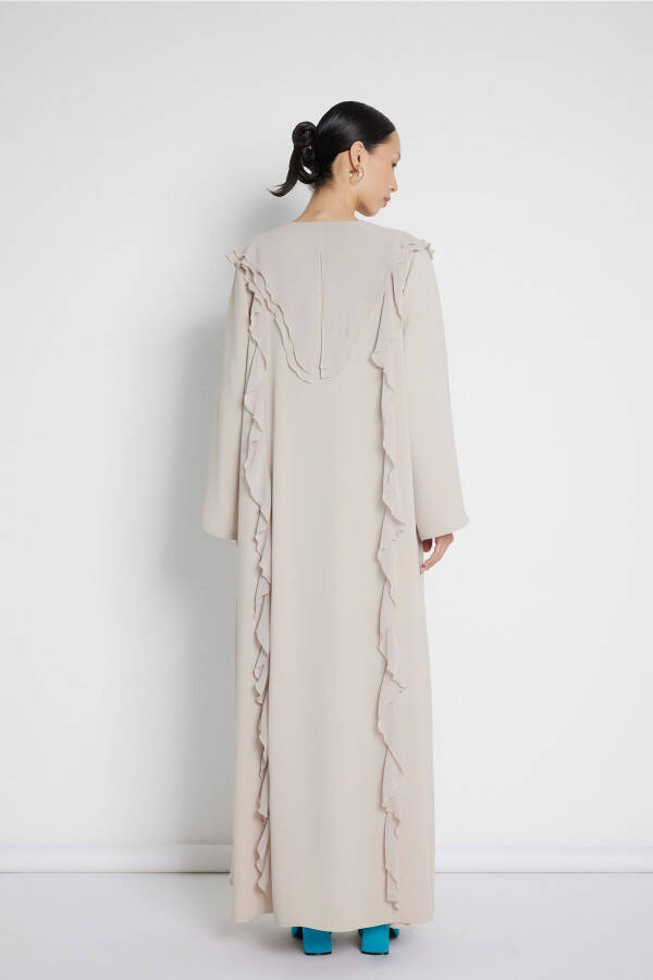 Volant Stripe Abaya Nude - 5