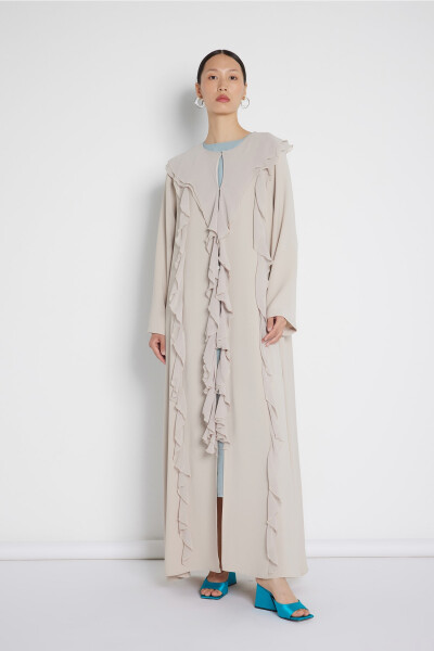 Volant Stripe Abaya Nude - 6