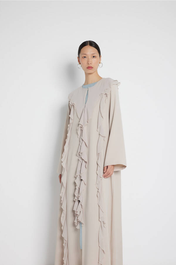 Volant Stripe Abaya Nude - 8