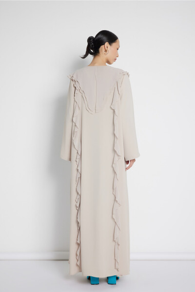 Volant Stripe Abaya Nude - 10