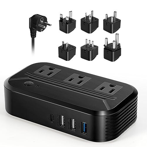 Voltage Converter 2300W International Power Converter Step Down 220v/240v to 110v/120v Travel Adapter Transformer w/ 4 USB 3 AC Outlets 7 Worldwide Plug Adapters EU/US/AU/IT/UK/India/South Africa - 1