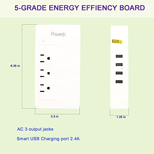 Voltage Converter Adapter Step Down 220V to 110V AC Output Rated Current 7A with 4 Smart USB Charging Ports White Powerjc - 2