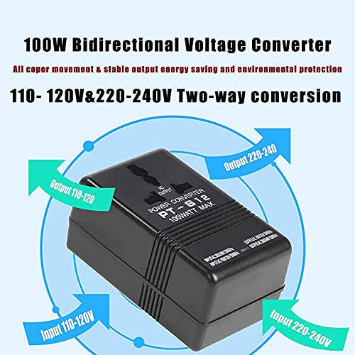 Voltaj Dönüştürücü, 110V'den 220V'ye Adım-Yukarı & Adım-Aşağı Güç İki Yönlü Dönüşüm Voltaj Dönüştürücü Transformatör, Seyahat, Karavan, Kamp İçin (siyah-100w) - 9