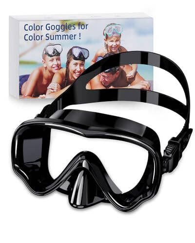 VOSOIR Swim Goggles for Adults, Tempered Glass Adult Diving Mask, 180° Wide-Angle Snorkel Mask, Leak-Proof Swimming Goggles with Nose Cover Diving Gear for Adult - 1