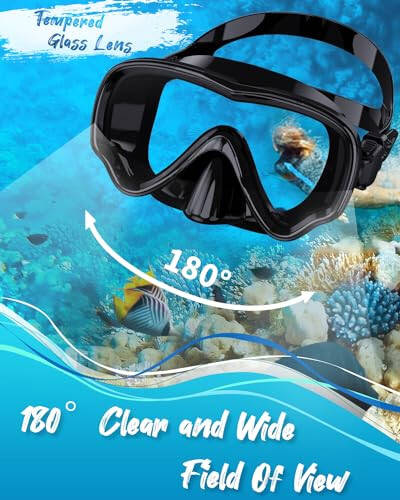 VOSOIR Swim Goggles for Adults, Tempered Glass Adult Diving Mask, 180° Wide-Angle Snorkel Mask, Leak-Proof Swimming Goggles with Nose Cover Diving Gear for Adult - 2