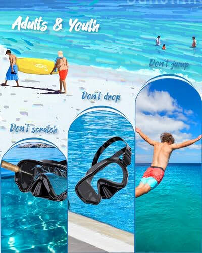 VOSOIR Swim Goggles for Adults, Tempered Glass Adult Diving Mask, 180° Wide-Angle Snorkel Mask, Leak-Proof Swimming Goggles with Nose Cover Diving Gear for Adult - 5