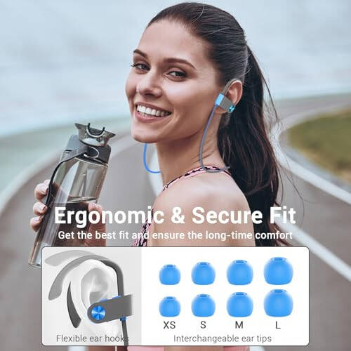 VRIFOZ Bluetooth Headphones, Bluetooth 5.3 IPX7 Waterproof Wireless Sports Earbuds for Workout Gym, 16 Hrs Playtime Running Headphones with Noise Cancelling Mic, HiFi Bass Stereo in-Ear Earphones - 7