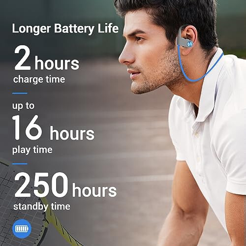 VRIFOZ Bluetooth Kulaklıklar, Bluetooth 5.3 IPX7 Su Geçirmez Kablosuz Spor Kulaklıkları Antrenman Spor Salonu İçin, 16 Saat Oynatma Süresi Koşu Kulaklıkları Gürültü Önleyici Mikrofonlu, HiFi Bas Stereo Kulak İçi Kulaklıklar - 4