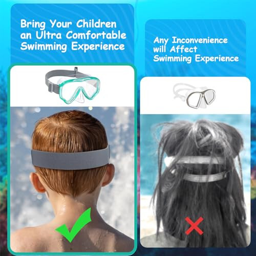 Vvinca Kids-Goggles with Nose Cover, Diving Mask Elastic Fabric Strap Anti Fog Anti Shattered Lens for Kids Swim Goggles 3-14 - 6