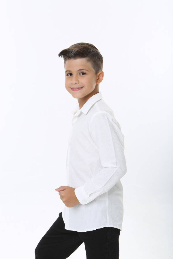 Waffle Fabric White Children's Shirt - 1