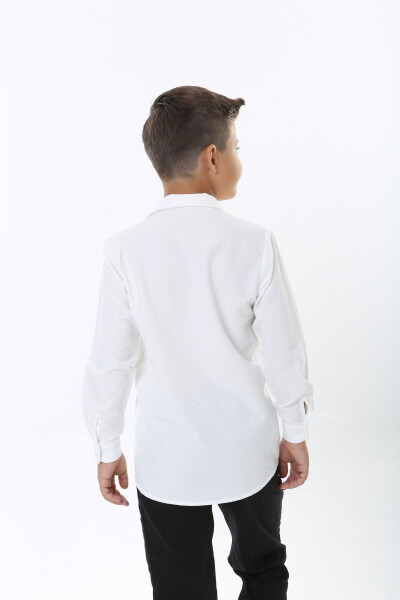 Waffle Fabric White Children's Shirt - 6