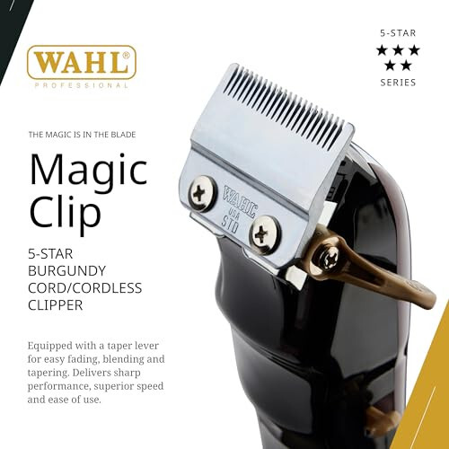 Wahl Professional 5 Star Series Magic Clip Cordless Hair Clipper, Stagger-Tooth Blade Professional Hair Trimmer with AttacModazoneents, 100+ Minute Run Time - 2