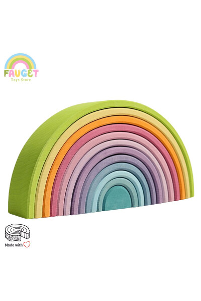 Waldorf 12 Piece Rainbow Wooden Toy Set - MEDIUM SIZE - 7