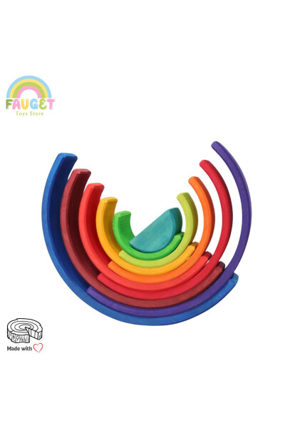 Waldorf 12 Piece Rainbow Wooden Toy Set - MEDIUM SIZE - 3