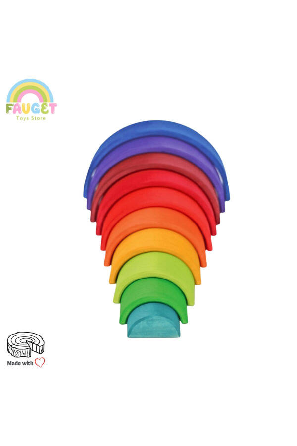 Waldorf 12 Piece Rainbow Wooden Toy Set - MEDIUM SIZE - 7