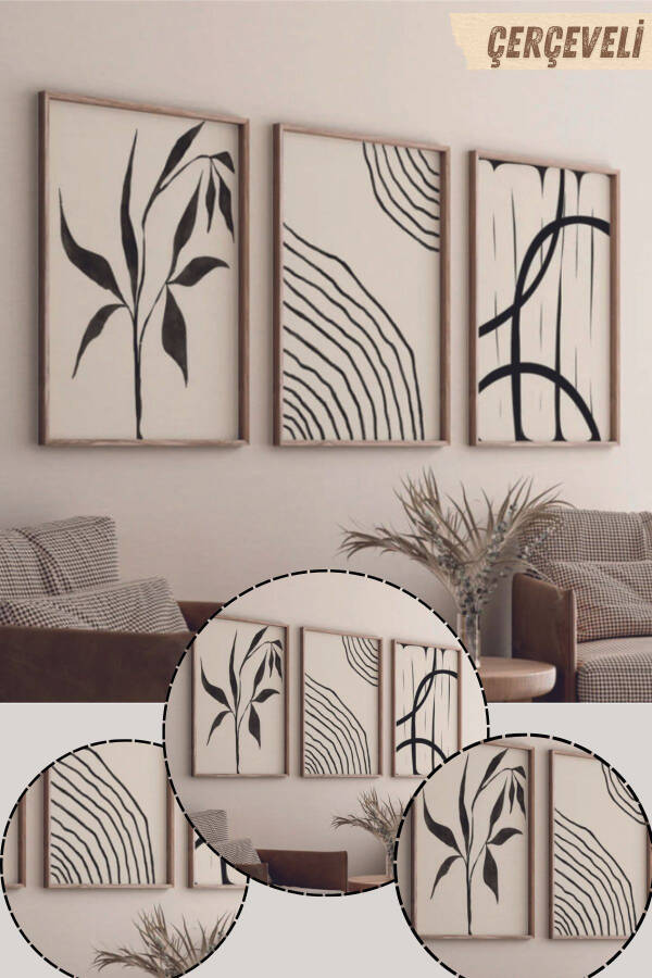 Wall Art Living Room 3 Piece Wall Art Abstract Painting Framed Wall Art Bohemian Wall Art Bedroom - 9