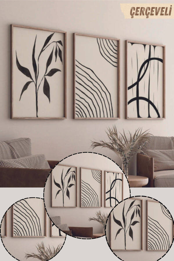 Wall Art Living Room 3 Piece Wall Art Abstract Painting Framed Wall Art Bohemian Wall Art Bedroom - 3