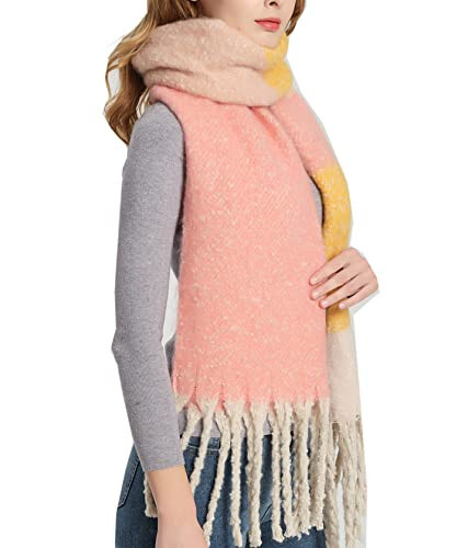 Wander Agio Winter Warm Scarf for Women Long Shawl Large Scarves Cold Weather Thick Blanket Scarfs Color Matching - 3