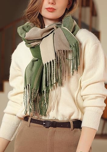 Wander Agio Women's Fashion Scarves Long Cashmere Like Shawl Winter Warm Knit Large Tassel Plaid Scarf - 27