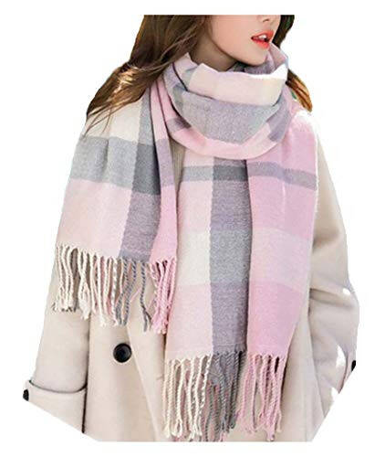 Wander Agio Women's Fashion Scarves Long Shawl Winter Thick Warm Knit Large Plaid Scarf - 1