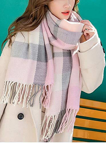 Wander Agio Women's Fashion Scarves Long Shawl Winter Thick Warm Knit Large Plaid Scarf - 3