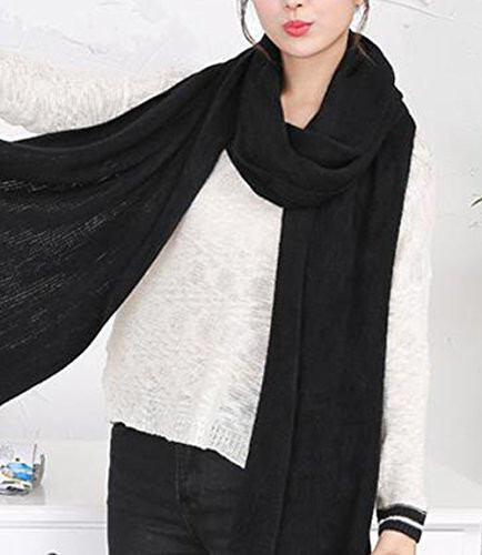 Wander Agio Women's Warm Scarves Long Shawl Winter Warm Large Scarf Pure Color - 2