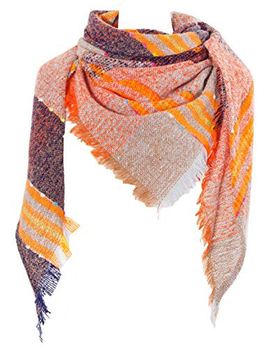 Wander Agio Womens Winter Scarfs Warm Scarf Half Shawls Triangle Scarves Stripe Plaid - 1