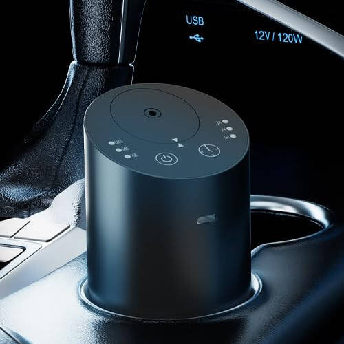 Waterless Car Diffuser, Waterless Diffusers for Essential Oils with Timer & No Leakage Tech, Super Quiet Cordless Aromatherapy Essential Oil Diffuser Battery Operated for Car, Room, Office (Black) - 2