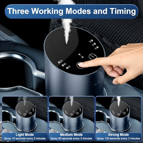 Waterless Car Diffuser, Waterless Diffusers for Essential Oils with Timer & No Leakage Tech, Super Quiet Cordless Aromatherapy Essential Oil Diffuser Battery Operated for Car, Room, Office (Dark Blue) - 2