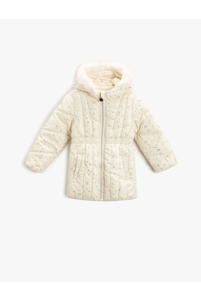 Waterproof faux fur detailed long puffer jacket - 1