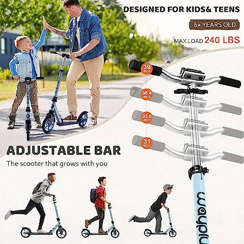 WAYPLUS Kick Scooter for Ages 6+, Kid, Teens & Adults - 3