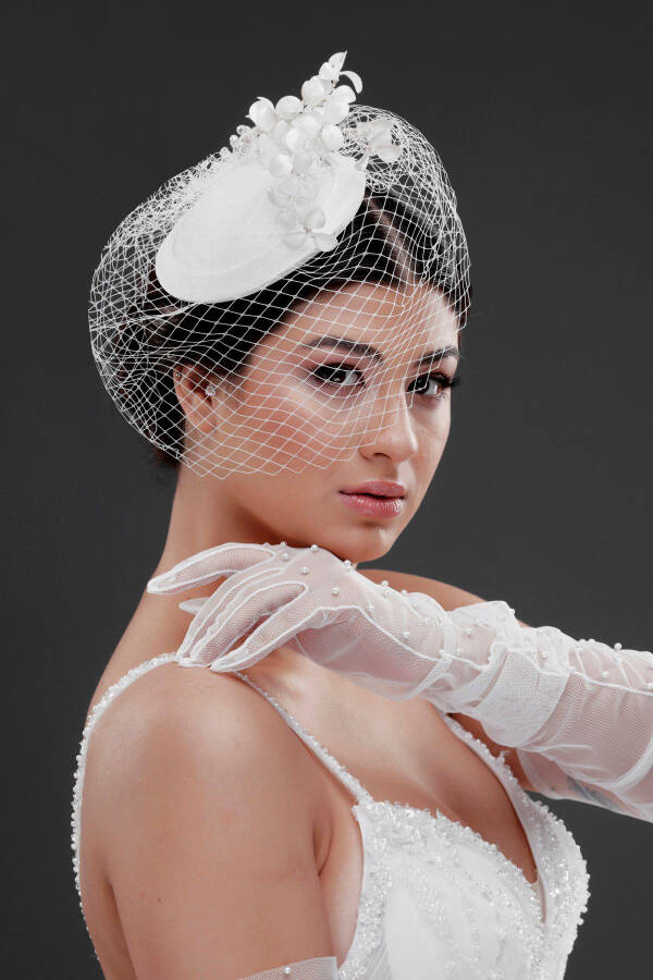 Wedding Veil Hat Bridal Cap Bride Hair Accessory - 1