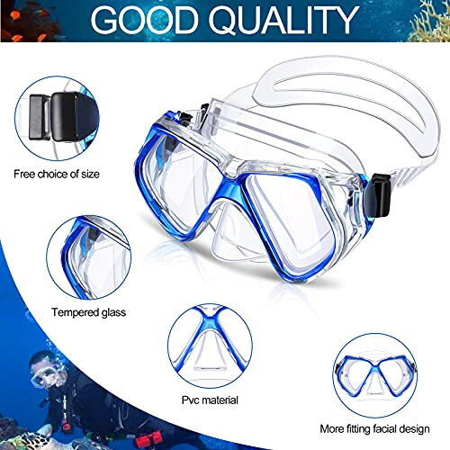 Weewooday 2 Pcs Swimming Diving Goggles with Nose Cover Swim Mask Goggle Swim Snorkel Goggle for Adults - 3