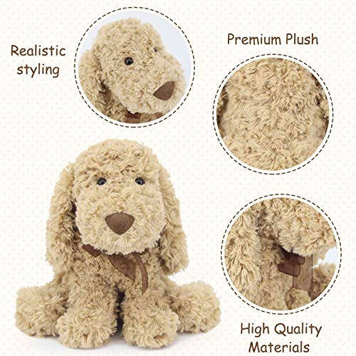 WEIGEDU Pudl Yavrusu Goldendoodle Peluş Hayvan, Sevimli Oyuncak Köpek Labradoodle Peluş Çocuklar Erkek Kız Doğum Günü Paskalya Noel Yatma Vakti Hediyesi, 11.8“ Altın - 5