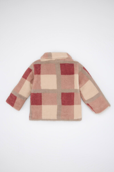 Welsoft plush cardigan, square pattern, zippered collar. - 5