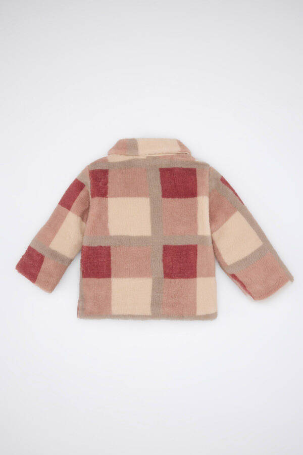 Welsoft plush cardigan, square pattern, zippered collar. - 5