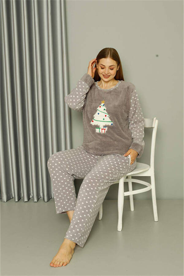 Welsoft Polar Kadın Büyük Beden Gri Pijama Takımı 808048 - 4