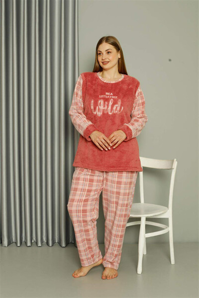 Welsoft Polar Kadın Büyük Beden Pudra Pijama Takımı 808040 - 1