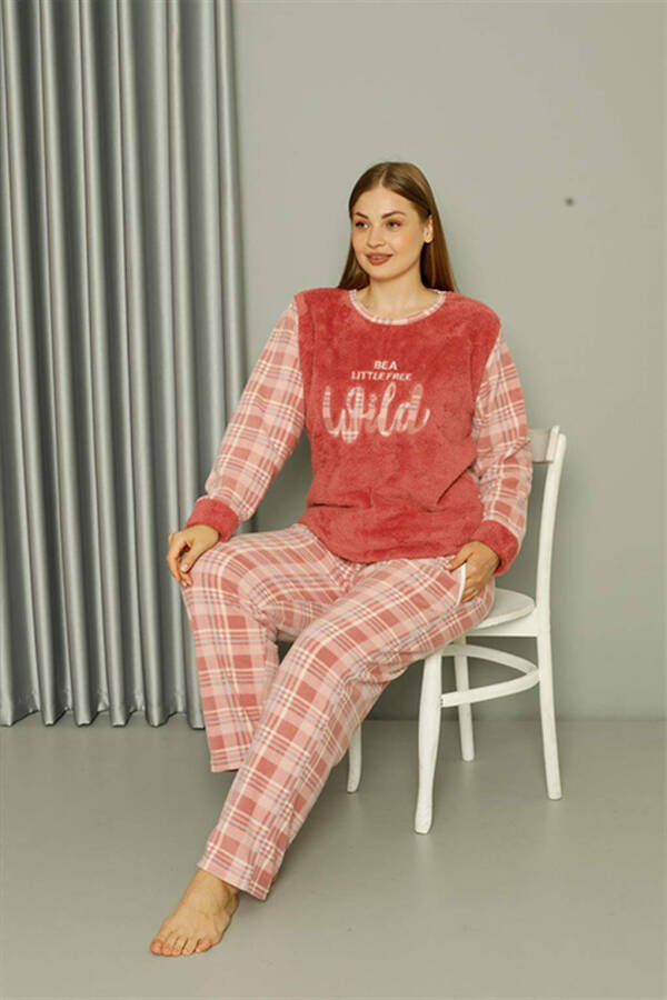 Welsoft Polar Kadın Büyük Beden Pudra Pijama Takımı 808040 - 5