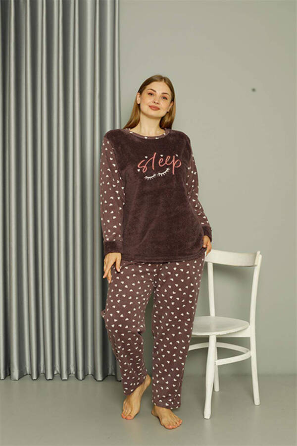 Welsoft Polar Kadın Büyük Beden Vizon Pijama Takımı 808046 - 1